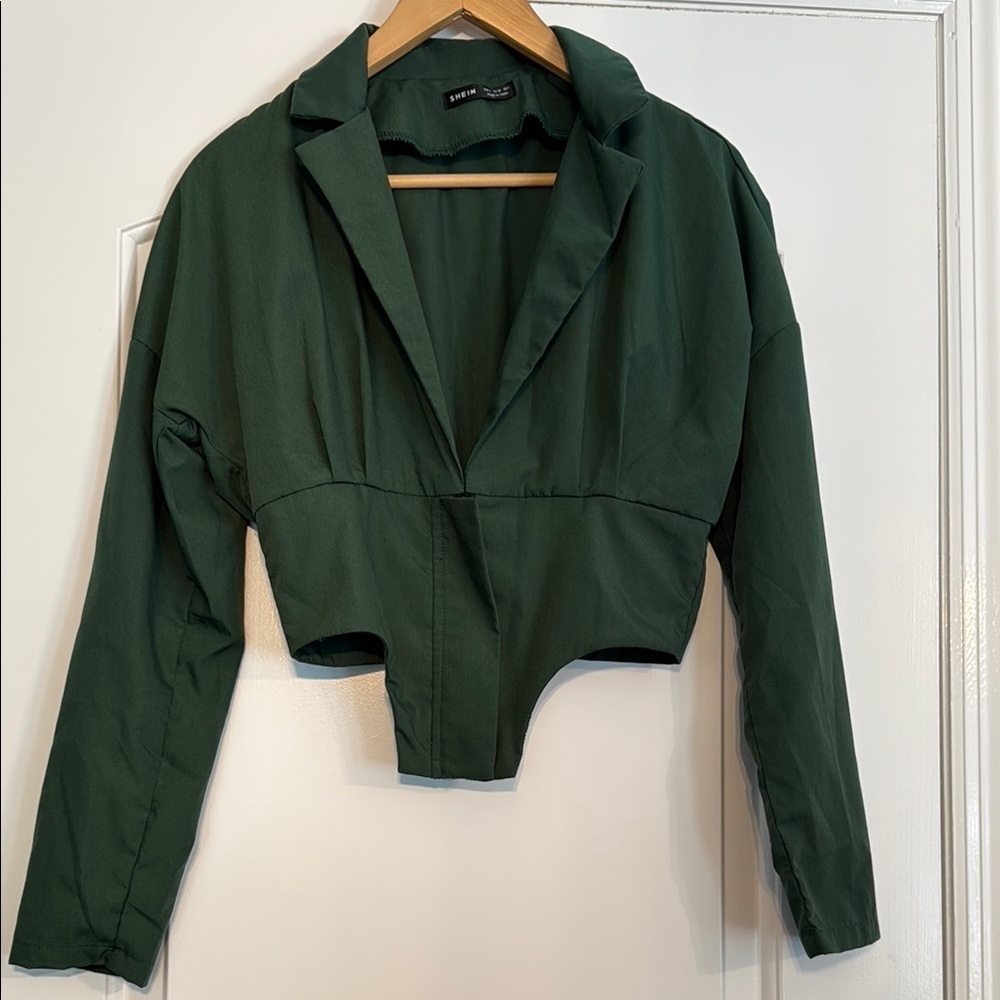 🟠 SHEIN Forest Green Blouse Size Small/4